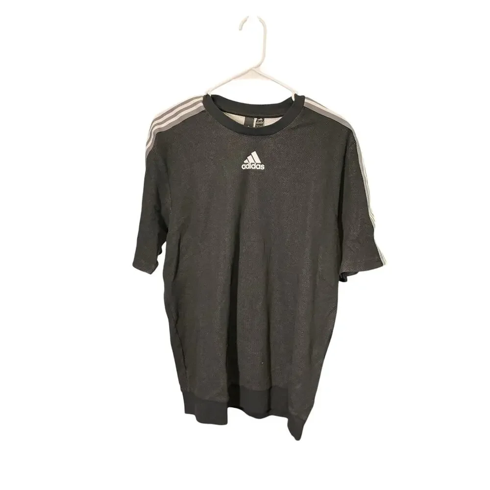 Adidas Post Game Black Grey Short Sleeve Crewneck Shirt Size L